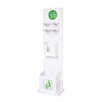 Foamex PVC Board Advertising Multi Function Display Stand with Hand Sanitizer Bottle and Wipe Holder and Dustbin