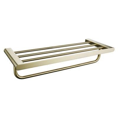 Wall Mounted SUS304 Bathroom Towel Shelf Gold Towel Racks