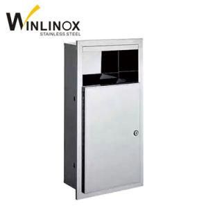 Recessed Lockable Stainless Steel Trash Bin Waste Paper Receptacle