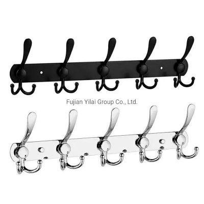 Bathroom Water Proof 5 Hooks Key Wall Hanger Slat Shelf Rack Metal Door Hook for Clothes