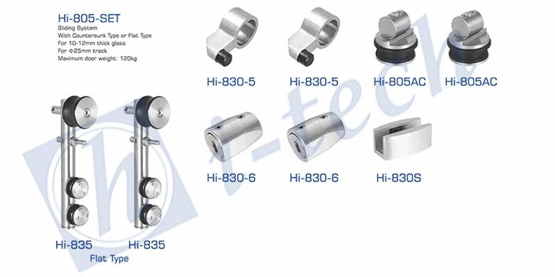 Hi-805set Frameless Enclosure Fitting Accoessories Heavy Duty Sliding Glass Door System