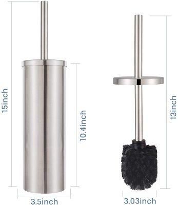 China Norye Factory 304 Stainless Steel Made Custom Bathroom Accessories Round Toilet Brush and Holder with Metal Handle