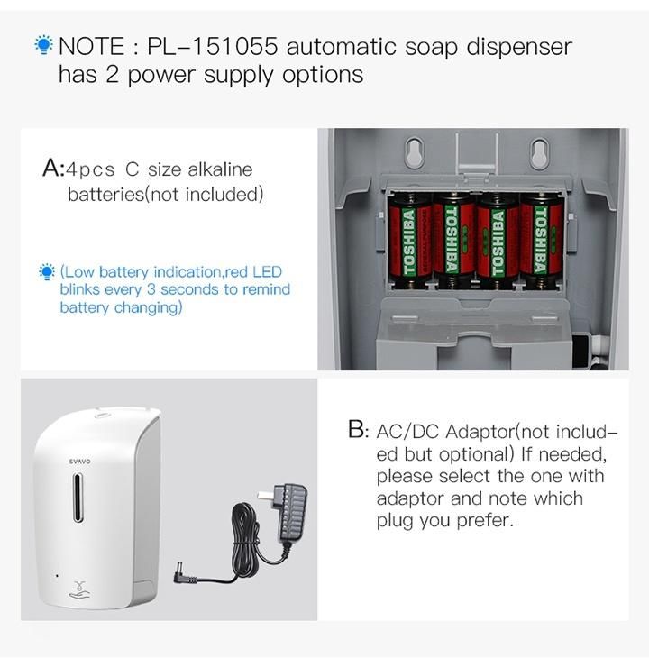 Svavo Best Selling 1L Automatic Sanitizer Gel Dispensers Liquid Soap Dispenser with Drip Tray