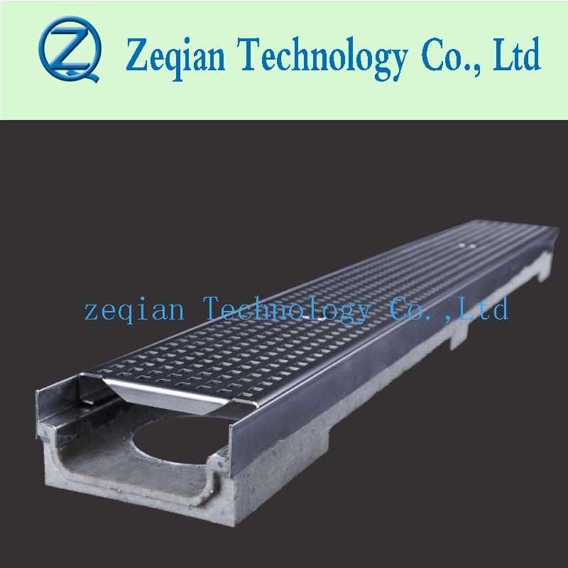 En1433 Polymer Trench Drain with Stainless Steel Stamping Cover for Rain Water