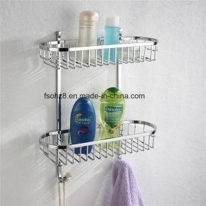 Wall Mounted Oval Bathroom Basket with Double Shelf (8812)