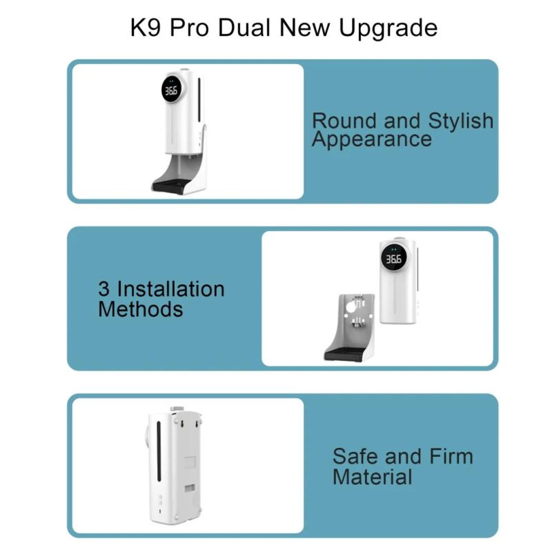 New Model K9 PRO Plus Upgrade Soap Dispenser Automatic Temperature Test Large Capacity 1200ml K9 PRO Dual