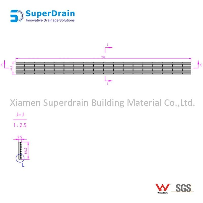 OEM ODM Stailess Steel Wedge Wire Grate with Watermark for Wet Room