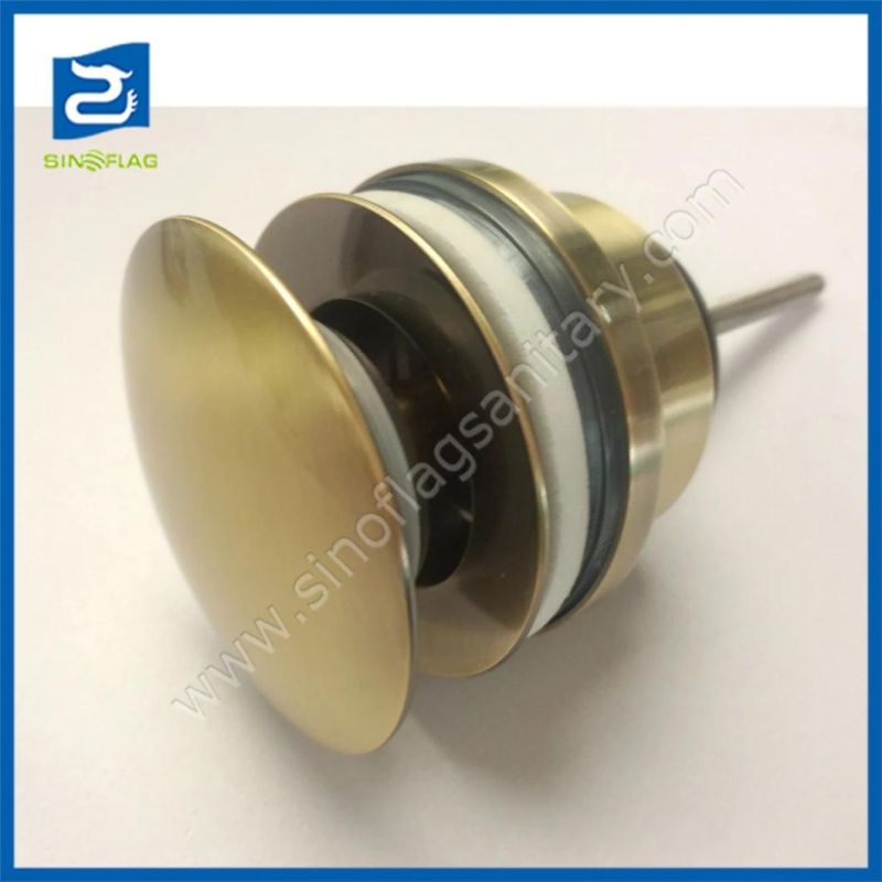 Big Cap Basin Pop up Brass Click Clack Waste Plug Pushbutton Drain