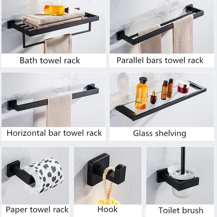 China Hotel Stainless Steel Bathroom Accessories Set Black Hardware Set