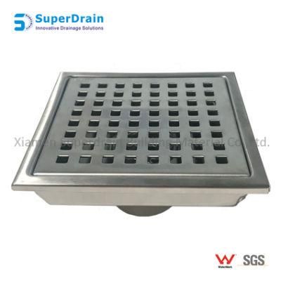 SUS 304 Shower Drain with Square Hole Pattern