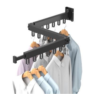 Folding Clothes Hanger Wall Mount Retractable Cloth Drying Rack Space Saving Aluminum Home Laundry Clothesline Washing Lines