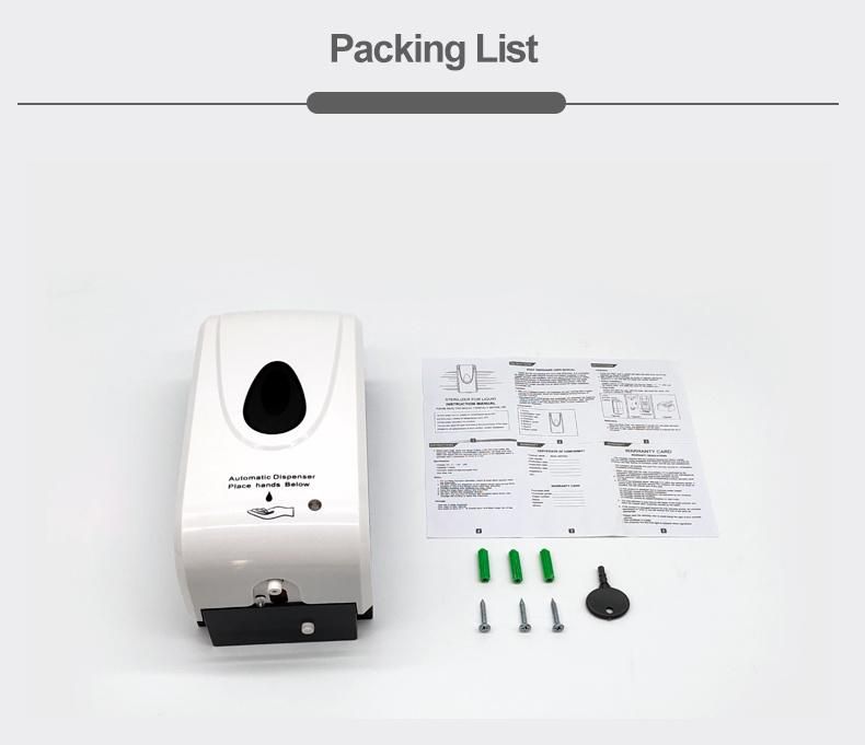 Saige 1000ml Hotel Plastic Refillable Automatic Wall Liquid Soap Dispensers Sensor