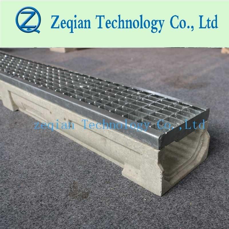 En1433 Standard Polymer Concrete Trench Drain with Galvanized or Ss Grating