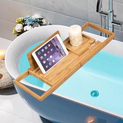 Fungi-Proofing Bamboo Bathtub Caddy Tray Wholesale Caddy with Extending Sides