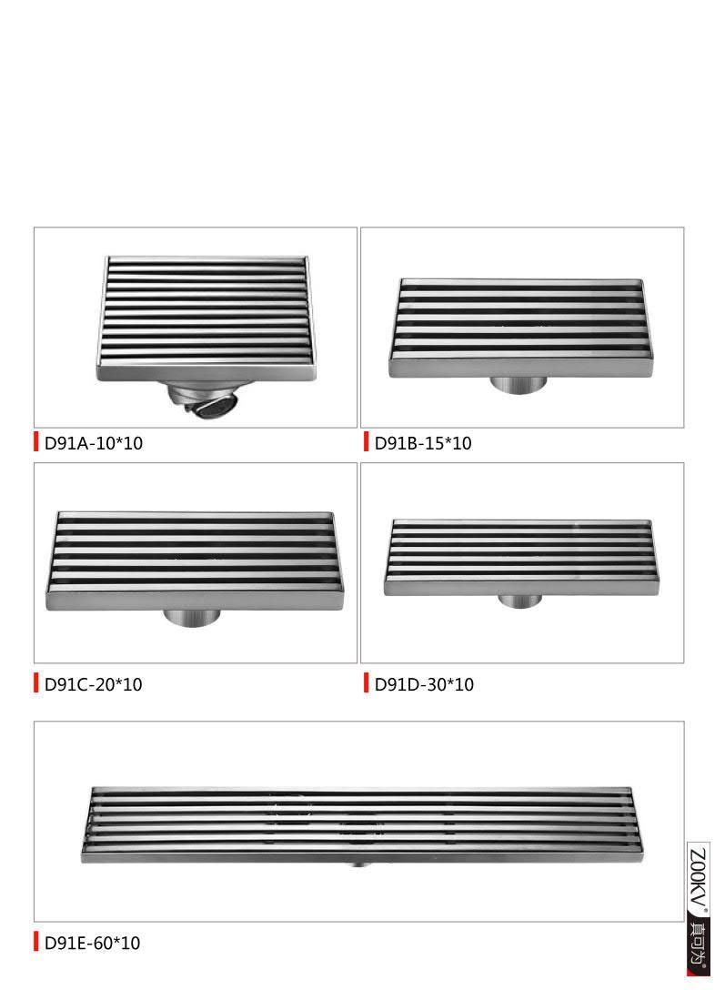 Floor Drains for Washing Machines with Thickened Stainless Steel 6cm Long Straight Row Odorless Core Floor Drains