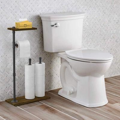 Industrial Wood Stand Pipe Toilet Paper Holder Bathroom