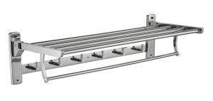 Shiny Polished Bathroom Accessory Towel Rack with Towel Hooks