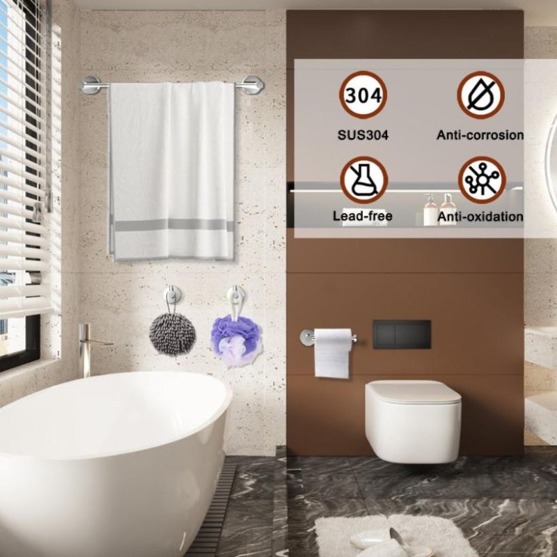 SUS304 Stainless Steel Round Wall Mounted Bathroom Hardware Set