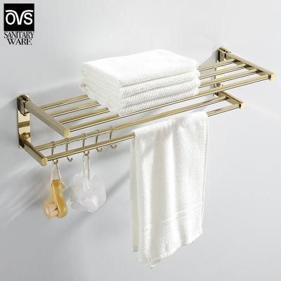 Bathroom Full Copper Gold Movable Towel Rack