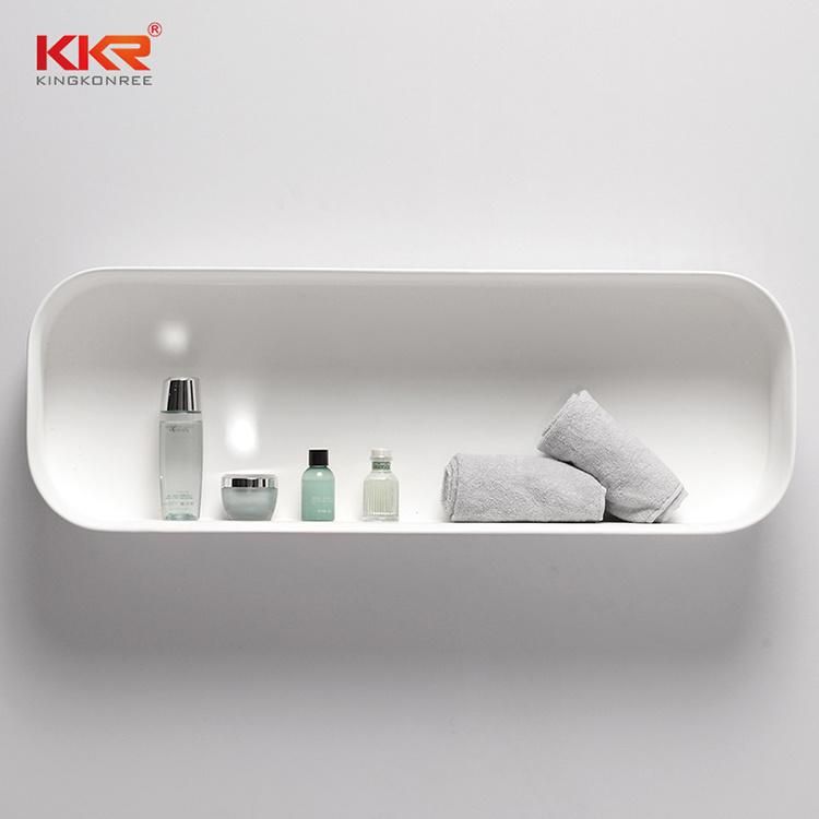 Kkr Black Solid Surface Shower Shelf Wall Mount Bathroom Shelf Niche