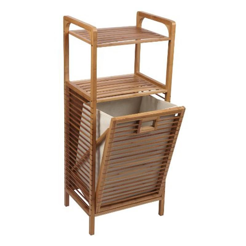 Home Folding Bamboo Hamper (Large) Made of Natural Bamboo Includes Machine Washable Cotton Canvas Liner