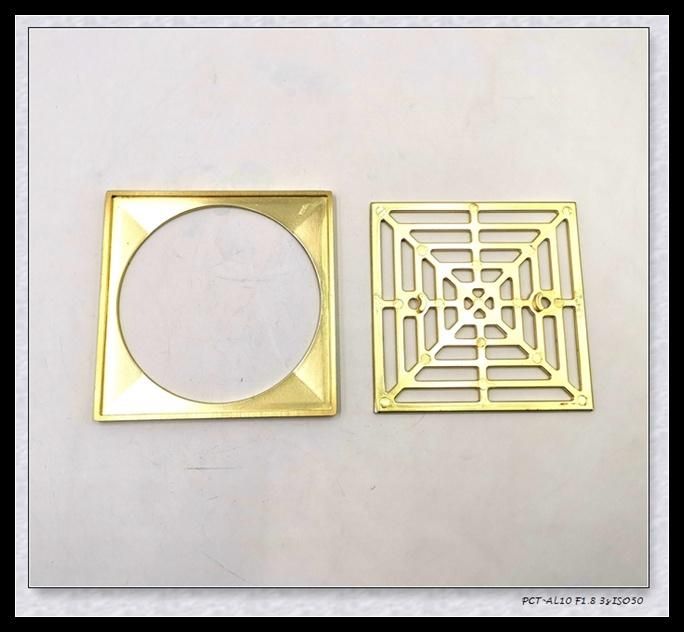 Zinc Alloy Brushed Gold 4" Square Shower Drain