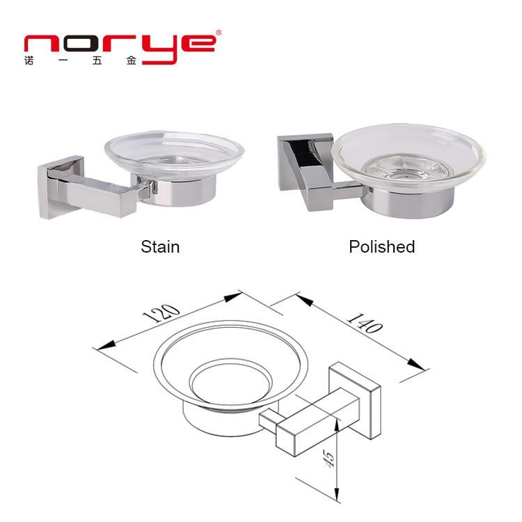 Stainless Steel 304 with Glass Soap Holder Dish Set Washroom Bathroom Accessories