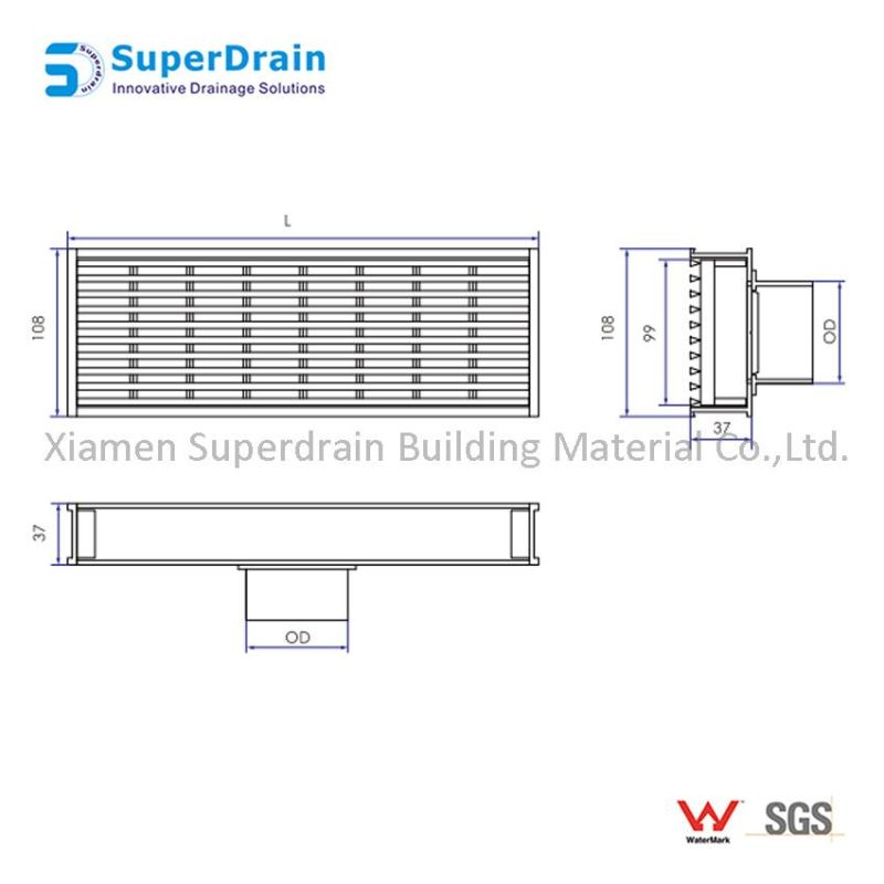 China Supplier SUS Grating with UPVC Splicing Channel Drain Kits