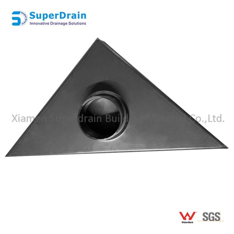 Triangle Floor Drain Tile Bathroom Sink Drain Shower with Flange Grate