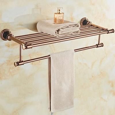 Brief Bathroom Towel Rack/Bar Rose Gold Plate Crystal Towel Holders Shelf Washcloth Rack Wall Mount Cheap Price Factory Supplier