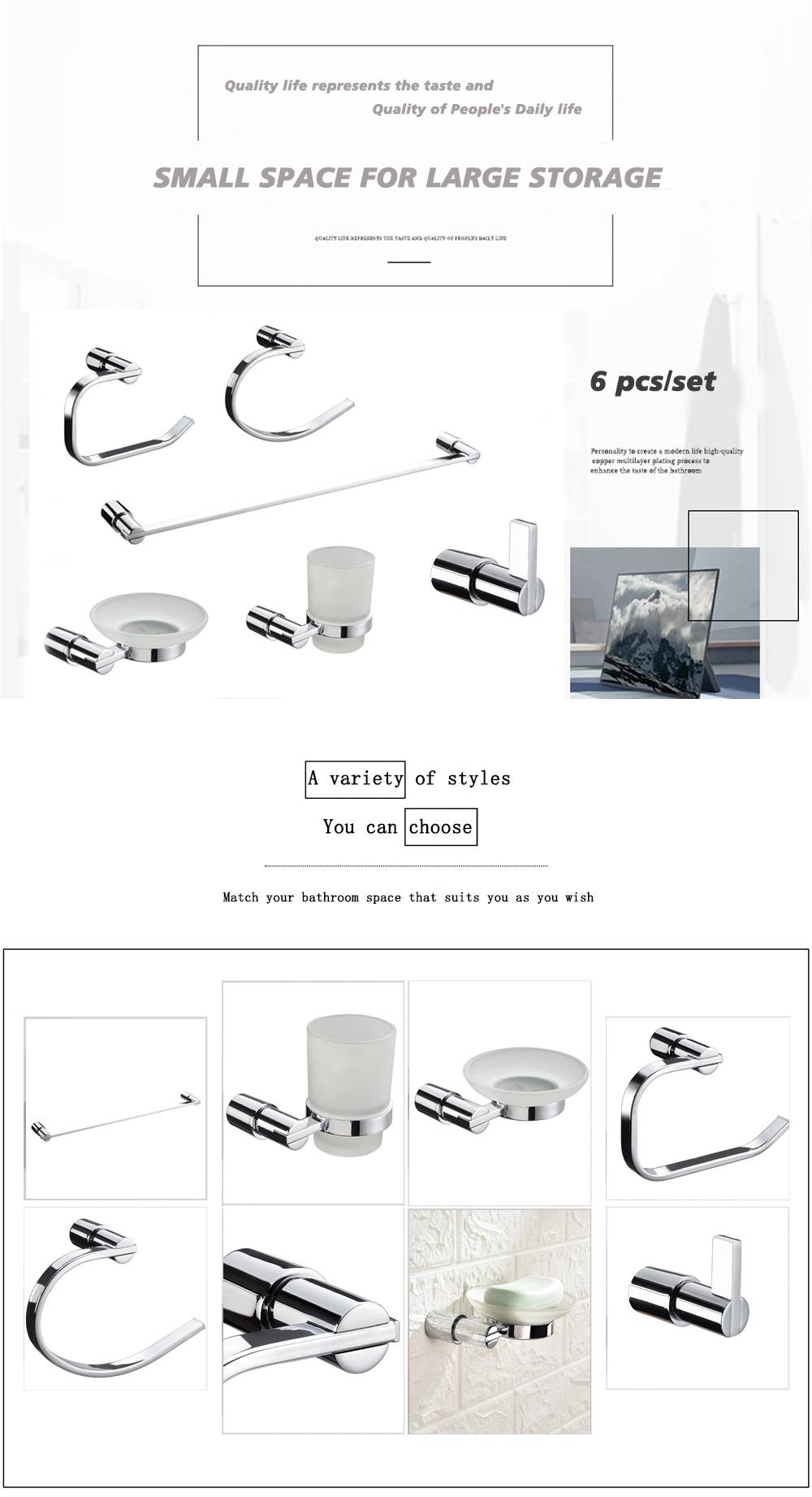 Wenzhou Manufacturer High Quality Chrome Bathroom Accessories 6 Pieces Set