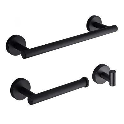 304 Stainless Steel Brushed Round Seat Clothes Hook American Black New Towel Rack Set Toilet Paper Rack