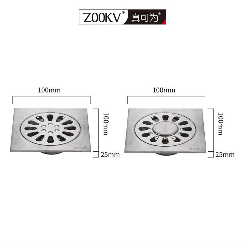 Bathroom Floor Drain 3mm Thickness 304 Stainless Steel Floor Drain 10*10 Square Project Odor-Proof Floor Drain Floor Drain