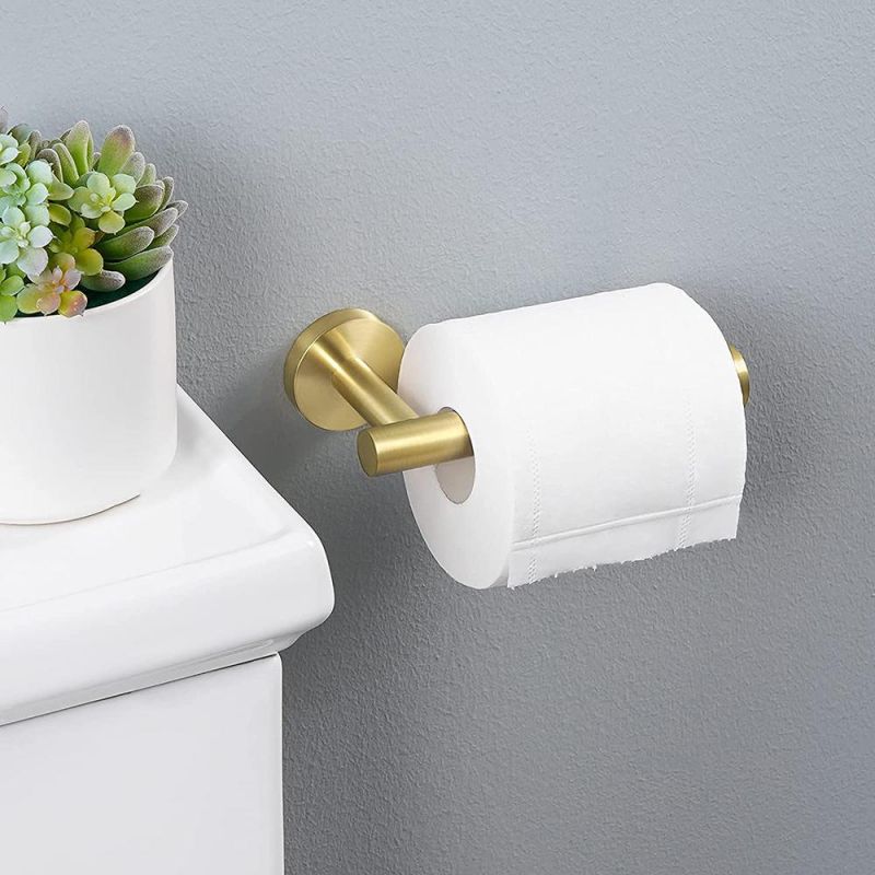 Bathroom Toilet Paper Holder Brushed Glod Wall Mount Toilet Roll Holder SUS304 Stainless Steel