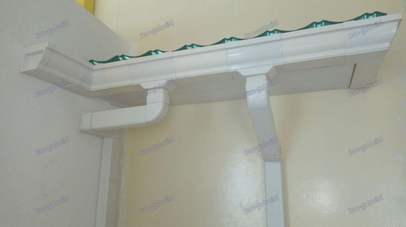 White Vinyl Drain System Roofing Water Gutterway K-Style 5.2 Inch PVC Rainwater Gutters