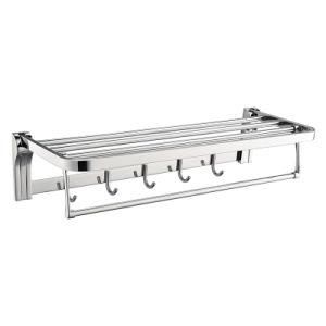 Luolin Stainless Steel 304 Hotel Towel Rack Bathroom Folding Shelf Shower Towel Bar Holder Bath with Hooks, 91090-17