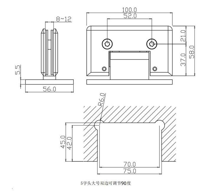 Bathroom Fittings Adjustable Glass to Glass 90 Degree Solid Brass Polish Chrome Phlishing Glass Shower Hinges Connector Joboo Zb631