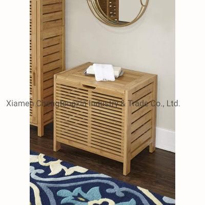 Bathroom and Kitchen Using Cloth Organizer Natural Bamboo Laundry Hamper with Hinged Lid
