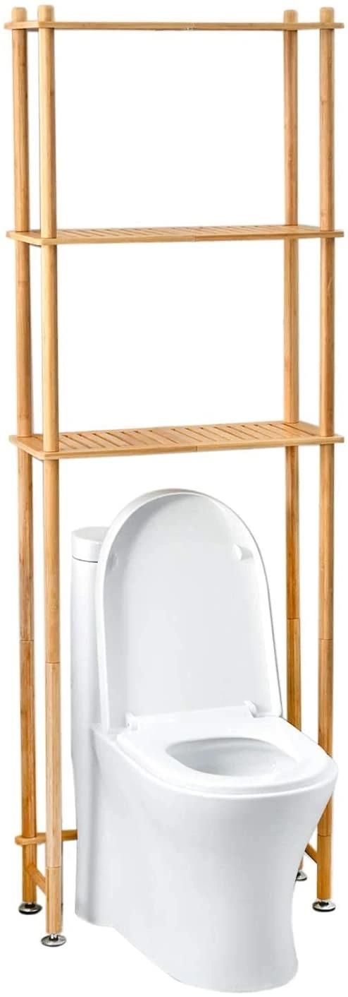 Over The Toilet Storage Rack, Bamboo Space Saver Organizer Over Toilet, 3-Tier Above Toilet Storage Shelf for Bathroom, Natural Color