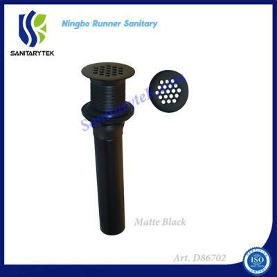 Grid Strainer Bathroom Vessel Sink Drain Without Overflow (D86702 Black)