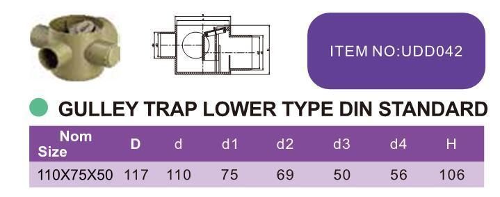 Era 50 Year Warranty Plastic PVC Drainage Fittings Gulley Trap Lower Type DIN Standard