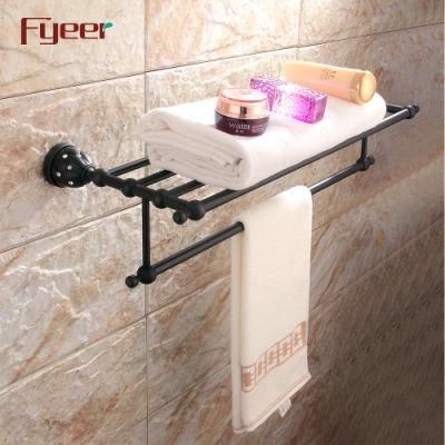 Fyeer Black Series Bathroom Accessory Brass Towel Rack