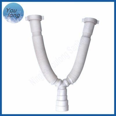 Y- Shape Pipe PVC Flexible Drain Pipe Kitchen Double Sink Drainage Hose