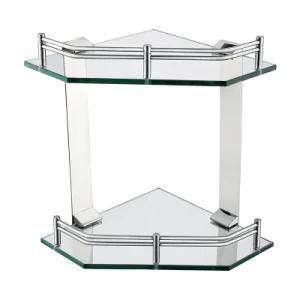 Luolin -Saver in Future- Bathroom Double Glass Shelf Glass Rack, Corner Rack Triangle Shower Shelf, Shower Caddy Organizer Tray, 27225-1