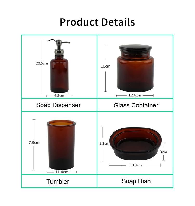 Hotel Glass Liquid Bottle Bathroom Set Hand Sanitizer Soap Dispenser