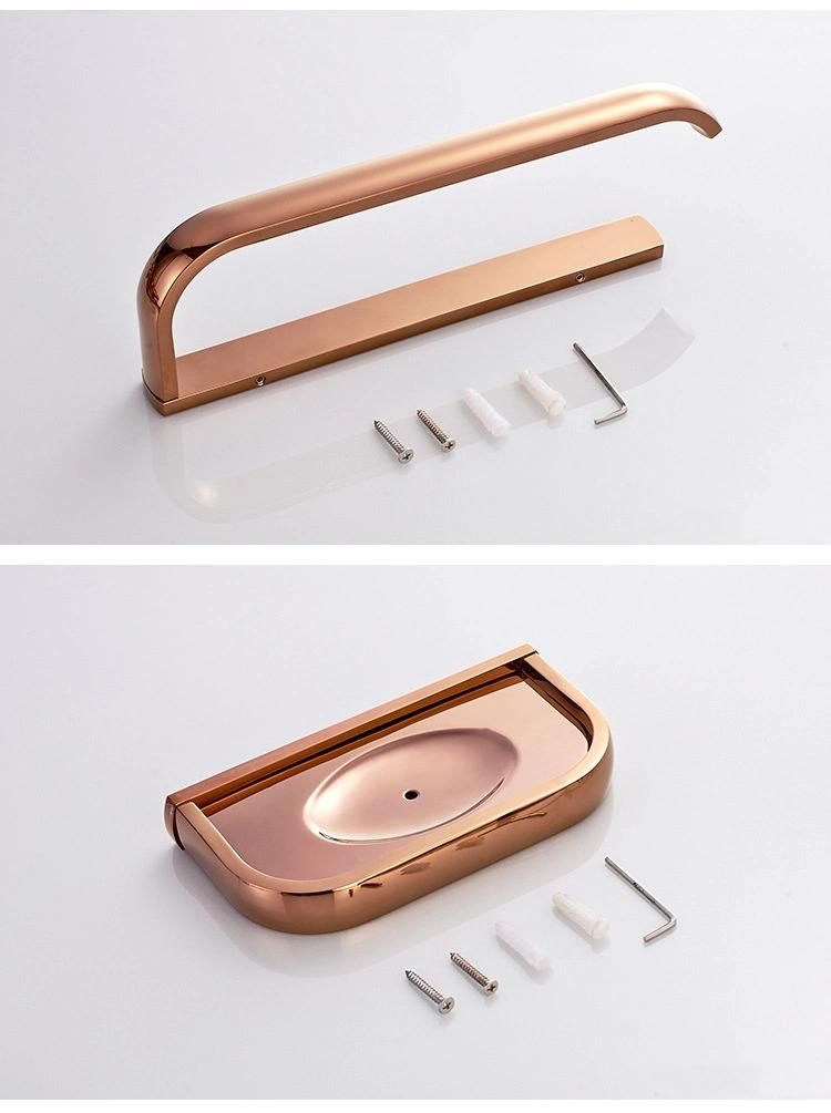 Hotel Rose Gold Towel Shelf Holder Wall Mount Modern Brass Towel Rack