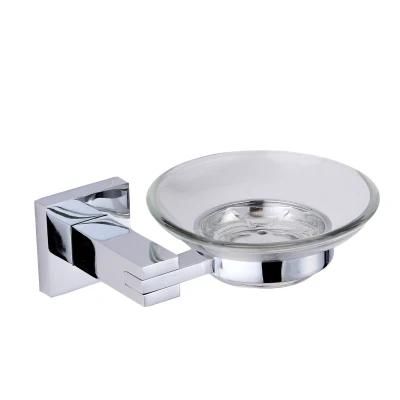 Oval Glass and Zinc Alloy Bathroom Accessories Soap Dish Holder for Bath Shower