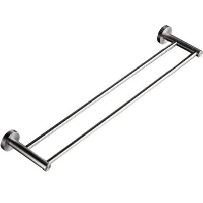 SUS304 Stainless Steel Bathroom Kitchen Towel Holder Big Round Base Double Towel Bar