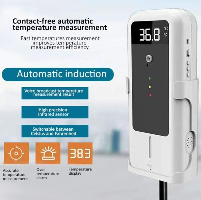 China Factory Wholesale in Stock Yad-001 Infrared Thermometer with Dispenser Soap with Thermometer Alcohol Dispenser Thermometer