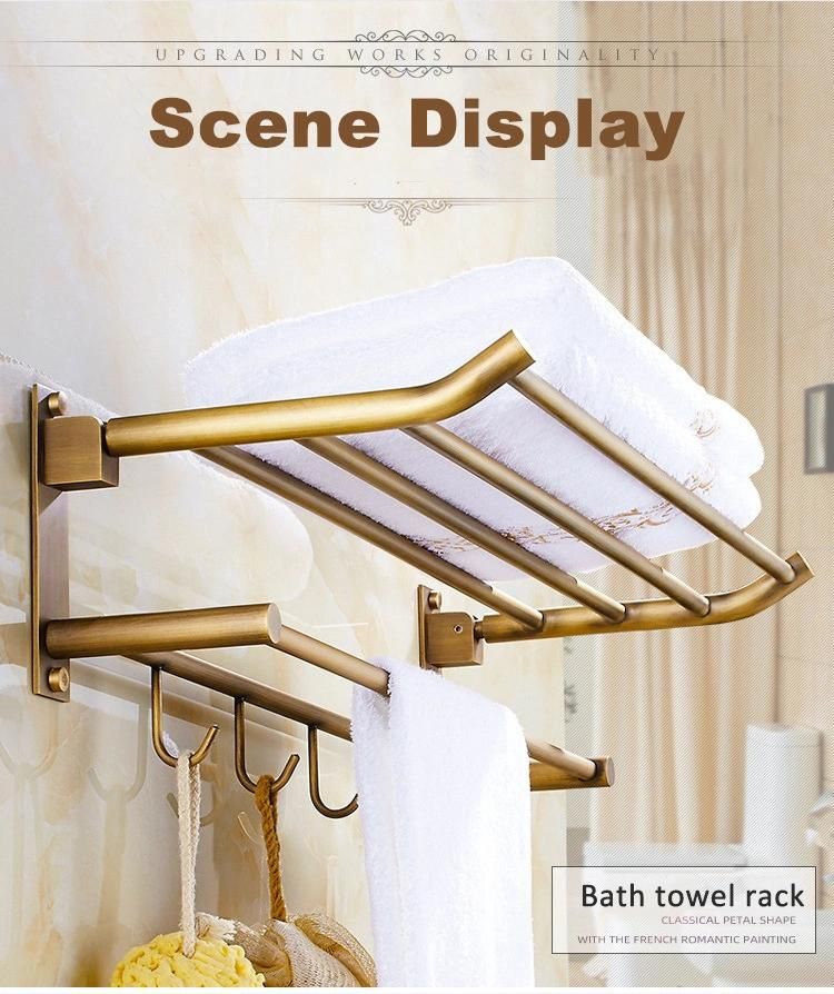 Wall Mounted Bathroom Antique Brass European Elegant Vintage Hotel Towel Rack
